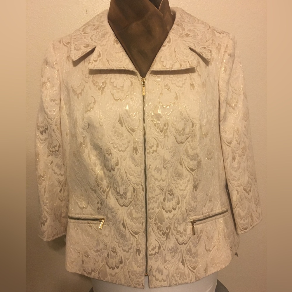 Winter White & Gold Tahari Jacket.  Just the thing for a Christmas party.
